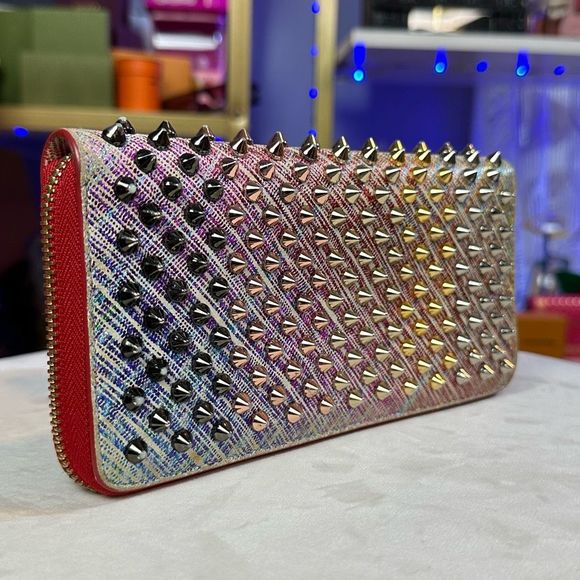 🧧SOLD🧧CHRISTIAN LOUBOUTIN Panettone unicorn suede spikes wallet Sold Out - Picture 2 of 16